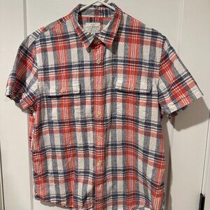 Lucky Brand S/S White/Red/Blue patterned shirt, Large